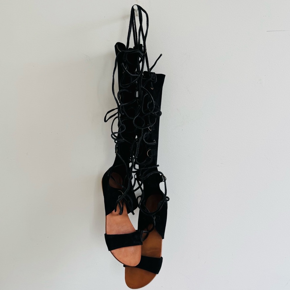 Free People Tall Suede Gladiator Sandal blk